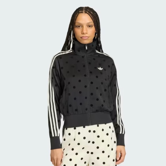 adidas Jackets & Blazers - Adidas Black Satin Polka Dots Tt Track Jacket size XS